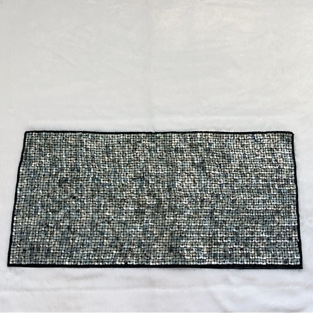 Blue Gray Target Capiz Table Runner